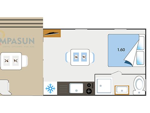 MOBILHOME 2 personnes - Key westotel - 20 m² - 1 chambre