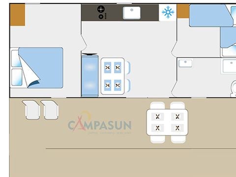 MOBILHOME 4 personnes - Cottage PMR adapté pour personnes à mobilité réduite - 30m² - 2 chambres