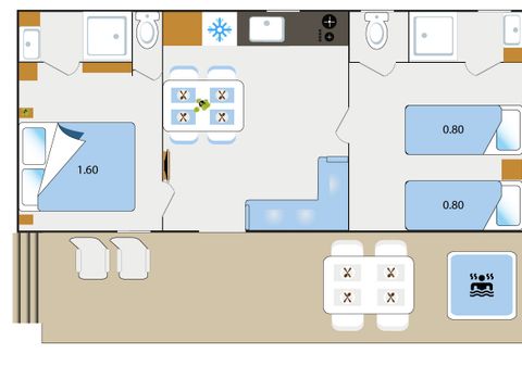 MOBILHOME 4 personnes - Cottage Ansouis - 33m² - 2 chambres - 2 salles de bain + Jacuzzi