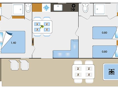 MOBILHOME 4 personnes - Cottage Ansouis - 33m² - 2 chambres - 2 salles de bain + Jacuzzi
