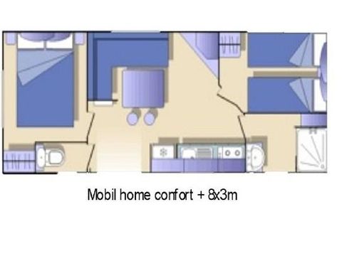 MOBILHOME 4 personnes - Confort Climatisé - 2 ch - 3 x 8m / Palmier et Olivier