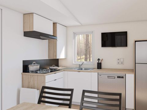 MOBILHOME 2 personnes - MOBIL HOME Premium Climatisé - TV - Lave vaisselle - 1 ch - 20m²/ Santoline