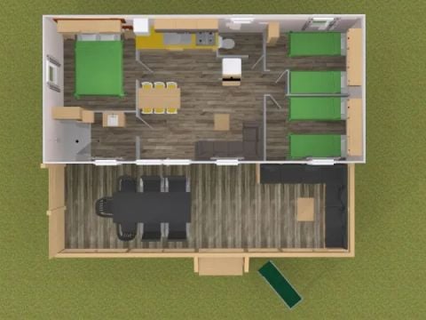 MOBILHOME 7 personnes - Premium 3 chambres Lounge sans TV 