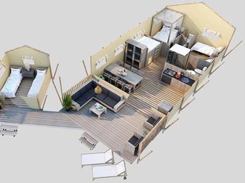 Tente en toile et en bois 7 personnes - SunLodge Taiga&Kambi