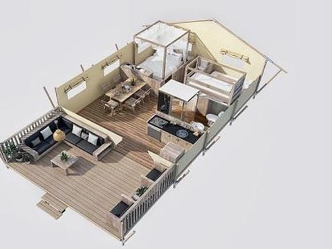 Tente en toile et en bois 5 personnes - SunLodge Taiga