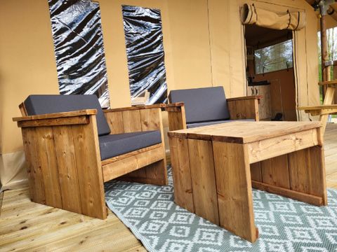 Tente en toile et en bois 4 personnes - Tente safari 4p avec sanitaires