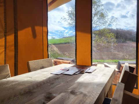 Tente en toile et en bois 4 personnes - Tente safari 4p avec sanitaires