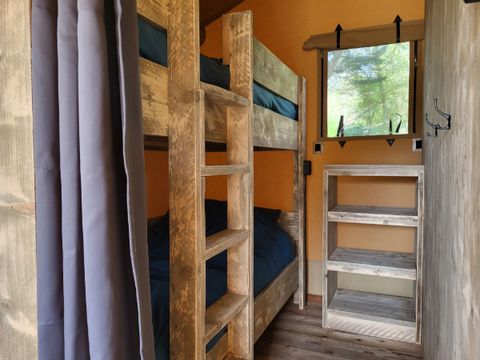 Tente en toile et en bois 4 personnes - Tente safari 4p avec sanitaires