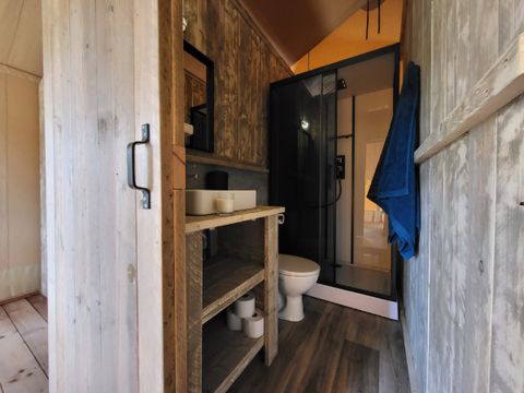 Tente en toile et en bois 4 personnes - Tente safari 4p avec sanitaires