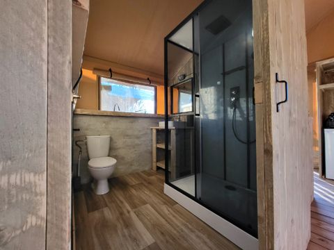 Tente en toile et en bois 6 personnes - Tente safari 6p avec sanitaires