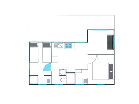 CHALET 5 personnes - CHALET PREMIUM 2ch/2sdb - clim - LV - TV - BBQ - Ménage*, draps, draps de bain - 35m2+terrasse 17m2
