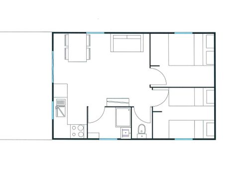 CHALET 5 personnes - COTTAGE PREMIUM 2ch - clim - LV - TV - BBQ-Ménage*,draps,draps de bain - 35m2+terrasse couverte 12m2