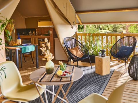 TENTE TOILE ET BOIS 5 personnes - TENTE LODGE MINI WOOD SANS SANITAIRES
