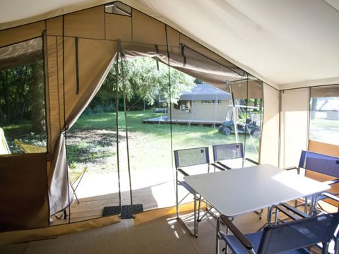 TENTE TOILE ET BOIS 5 personnes - Tente Lodge - 4 ad + 1 enf - avec sanitaires