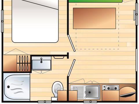Mobilhome 2 personnes - COSY 1 chambre (TV - terrasse 9m² - superficie 17m²)