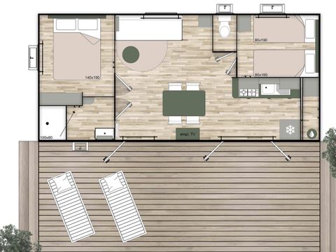 MOBILHOME 5 personnes - Mobil-Home Premium 2 chb  29 m2