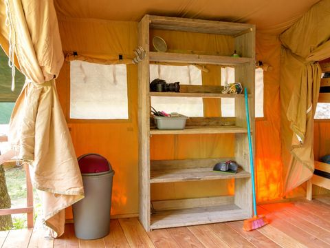 Tente en toile et en bois 6 personnes - Tente Safari avec salle de bain privé