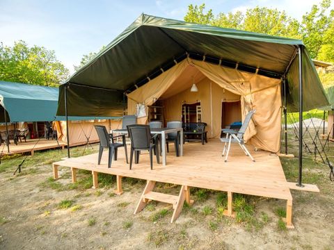 TENTE TOILE ET BOIS 4 personnes - Tente Safari avec salle de bain privé