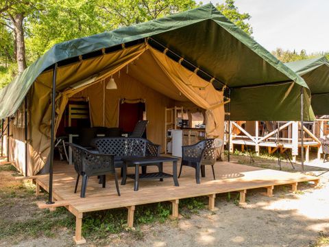 TENTE TOILE ET BOIS 4 personnes - Tente Safari avec salle de bain privé