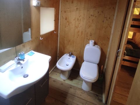 Tente en toile et en bois 6 personnes - Tente Safari avec salle de bain privé