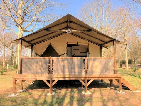 TENTE TOILE ET BOIS 5 personnes - Lodge Bali avec sanitaires