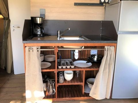 Tente en toile et en bois 5 personnes - Lodge Bali avec sanitaires