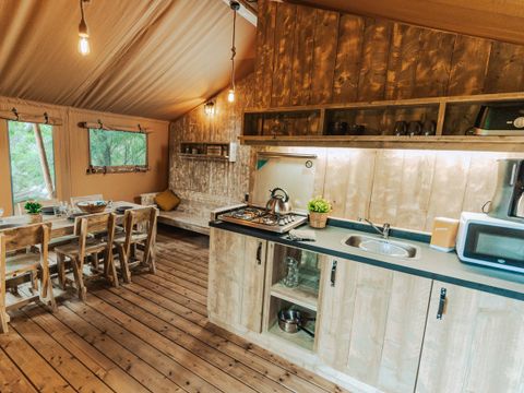 Tente en toile et en bois 5 personnes - Tente Lodge Prestige Plus - 2 chambres