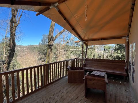 Tente en toile et en bois 5 personnes - Tente Lodge Prestige Plus - 2 chambres