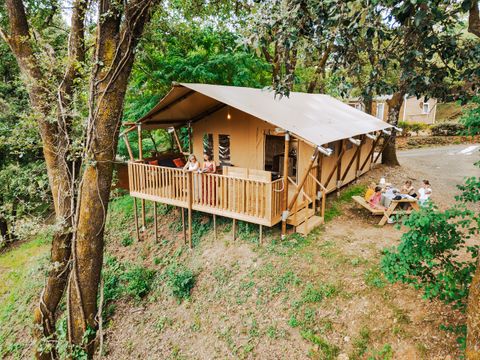 Tente en toile et en bois 5 personnes - Tente Lodge Prestige Plus - 2 chambres
