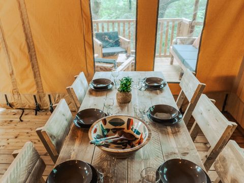 Tente en toile et en bois 5 personnes - Tente Lodge Prestige Plus - 2 chambres