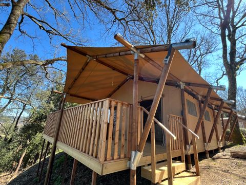 Tente en toile et en bois 5 personnes - Tente Lodge Prestige Plus - 2 chambres