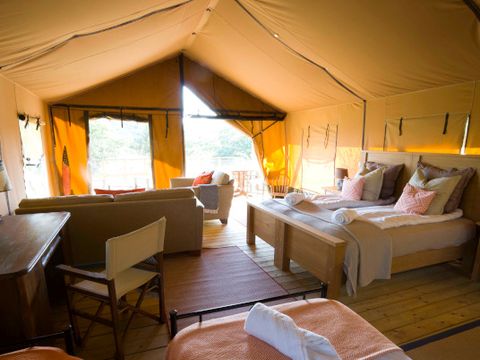 TENTE TOILE ET BOIS 7 personnes - Tente Lodge Mont Kenya - 35 m² + 7.5 m² + terrasse 15 m²