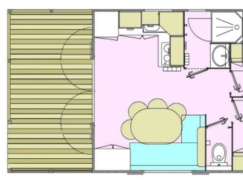 MOBILHOME 4 personnes - Résidence PEYRELADE Confort 2 chambres-terrasse couverte + TV