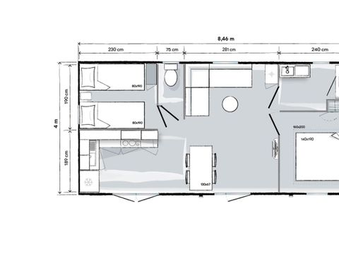 MOBILHOME 5 personnes - Cottage Premium 2 chambres avec terrasse couverte + Clim + TV + Lave-vaisselle