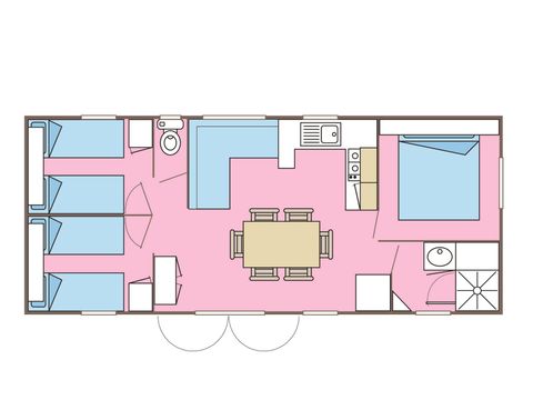 MOBILHOME 6 personnes - Résidence LOUISIANE Confort 3 chambres + Terrasse semi-couverte + TV