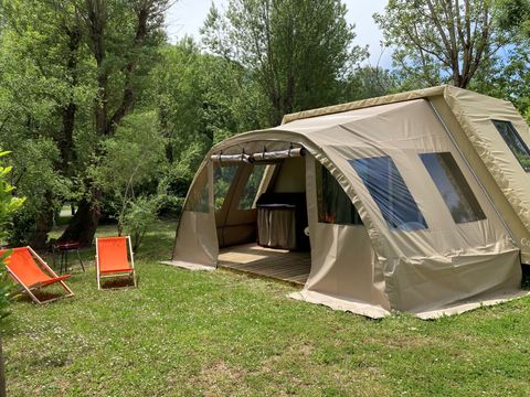 Tente en toile et en bois 5 personnes - Coco Sweet (2 chambres + auvent XXL)