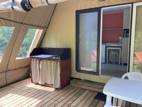 Tente en toile et en bois 5 personnes - Coco Sweet (2 chambres + auvent XXL)