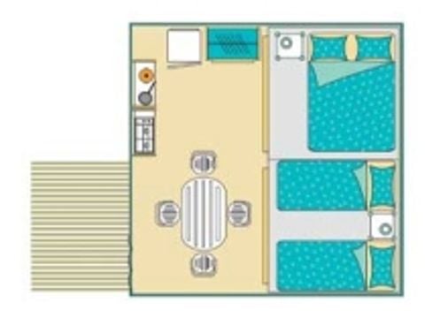 Tente en toile et en bois 4 personnes - Bengali (2 chambres)
