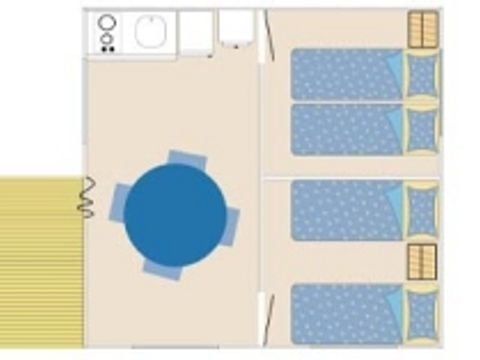 Tente en toile et en bois 6 personnes - Cyrus (2 chambres)