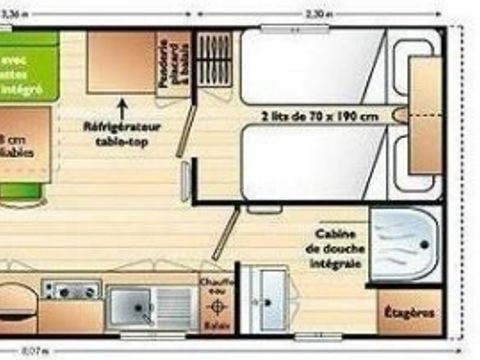 MOBILHOME 5 personnes - Titania (intérieur 23.5 m² - 2 chambres)