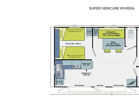 MOBILHOME 4 personnes - MH2 PARADIS 30 m², avec sanitaires