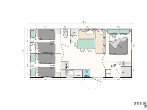 MOBILHOME 6 personnes - PREMIUM, trois chambres,  avec sanitaires