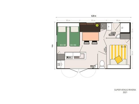 MOBILHOME 4 personnes - 2 chambres Venus Confort 22m² - climatisation