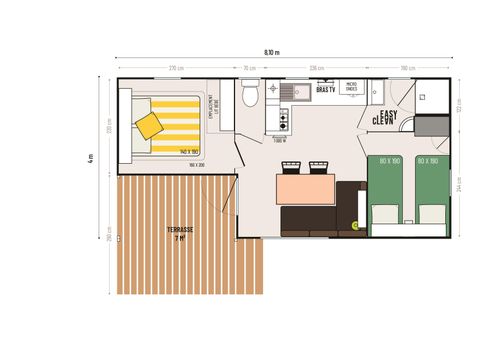 MOBILHOME 4 personnes - 2 chambres Loggia  Confort 24m² - climatisation