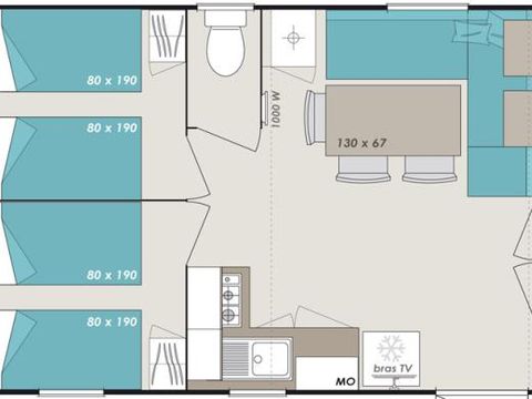 MOBILHOME 6 personnes - 3 chambres Titania Confort 33m² - climatisation