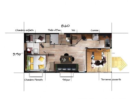 Chalet 5 personnes - Cottage Bohême Climatisé Premium
