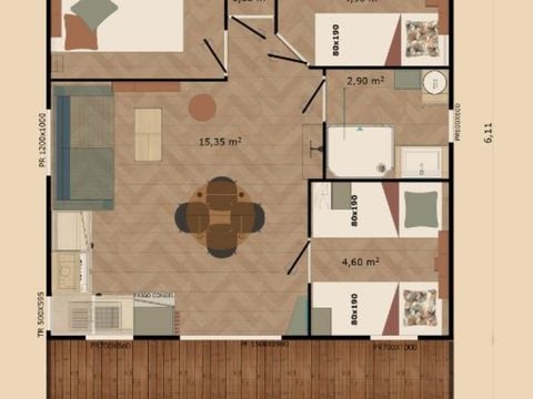 Chalet 6 personnes - Cottage Escapade 3 Chambres climatisé Premium