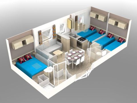 MOBILHOME 6 personnes - Mobil-home Confort 33m² 3 chambres - terrasse semi-couverte - climatisation 6 pers