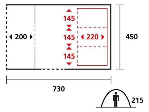 TENTE TOILE ET BOIS 4 personnes - Tente prêt à camper 28 m² - terrasse semi-couverte - sans sanitaire