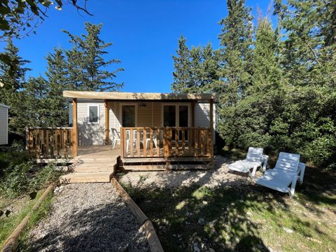 MOBILHOME 4 personnes - Premium 29 m² 2 chambres terrasse semi-couverte + climatisation + LV   D